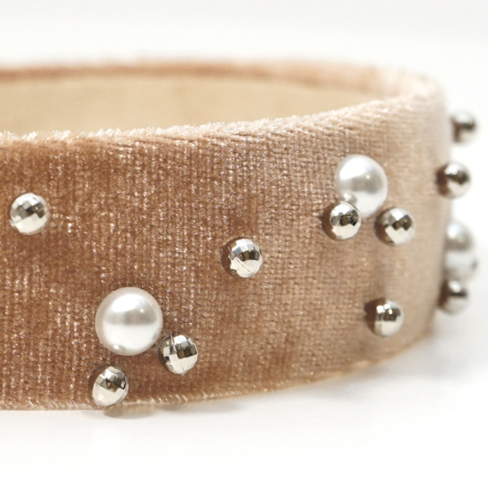 ベルベット カチューシャ フェイクパール付き セール】【Chapeau'd O】Velvet Pearl Headband