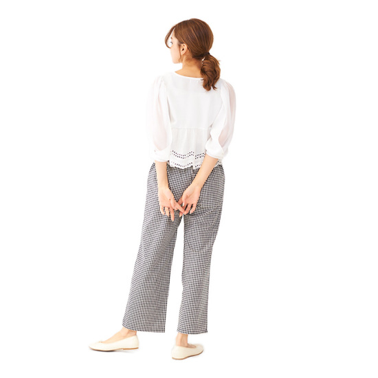 OUTLET】sweet gingham pants ～ｽｳｨｰﾄｷﾞﾝｶﾞﾑﾊﾟﾝﾂ | flower／フラワー