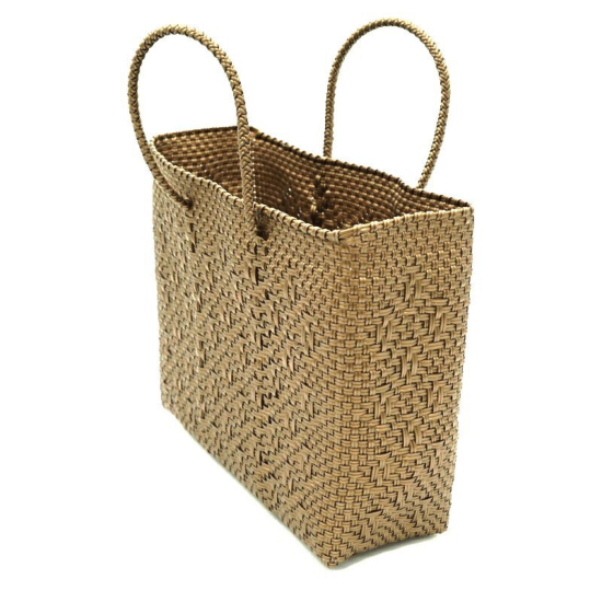 カゴバッグ　ハンドバッグ　ゴールド　花柄　メキシコ雑貨 MERCADO BAG - ROMBO - Gold (XS) | flower／フラワー公式通販