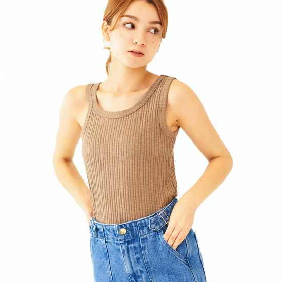 OUTLET】shoulder slit tank top ～ｼｮﾙﾀﾞｰｽﾘｯﾄﾀﾝｸﾄｯﾌﾟ | flower