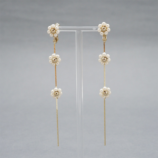 gold pearly fleur earring ～ｺﾞｰﾙﾄﾞﾊﾟｰﾘｰﾌﾙｰﾙｲﾔﾘﾝｸﾞ | flower