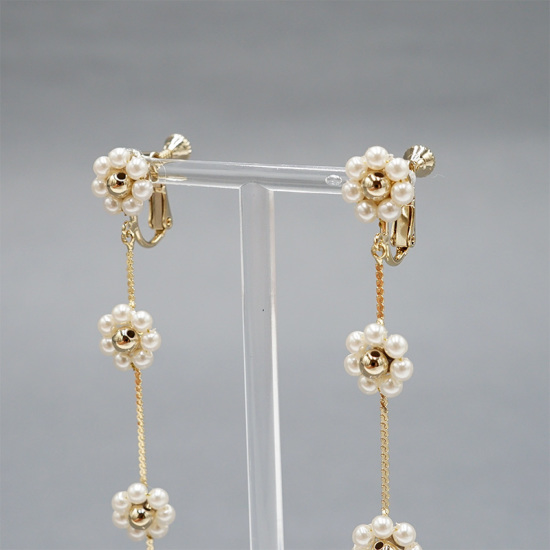 gold pearly fleur earring ～ｺﾞｰﾙﾄﾞﾊﾟｰﾘｰﾌﾙｰﾙｲﾔﾘﾝｸﾞ | flower ...