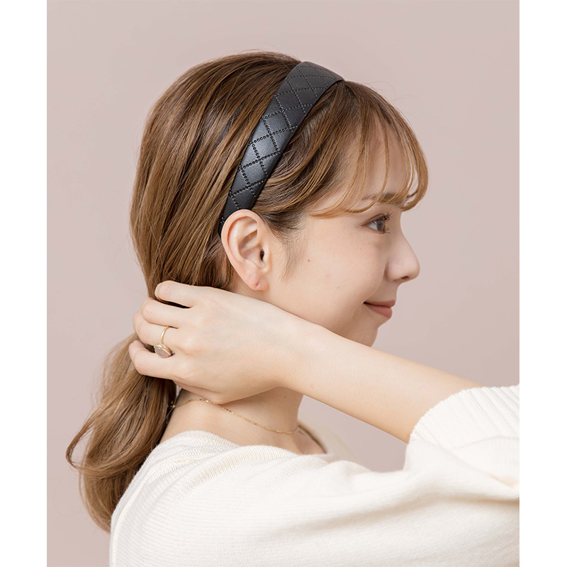 leather quilting hairband～ﾚｻﾞｰｷﾙﾃｨﾝｸﾞｶﾁｭｰｼｬ | flower／フラワー 