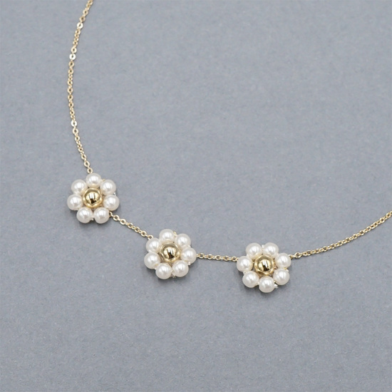 gold pearly fleur necklace～ｺﾞｰﾙﾄﾞﾊﾟｰﾘｰﾌﾙｰﾙﾈｯｸﾚｽ | flower ...