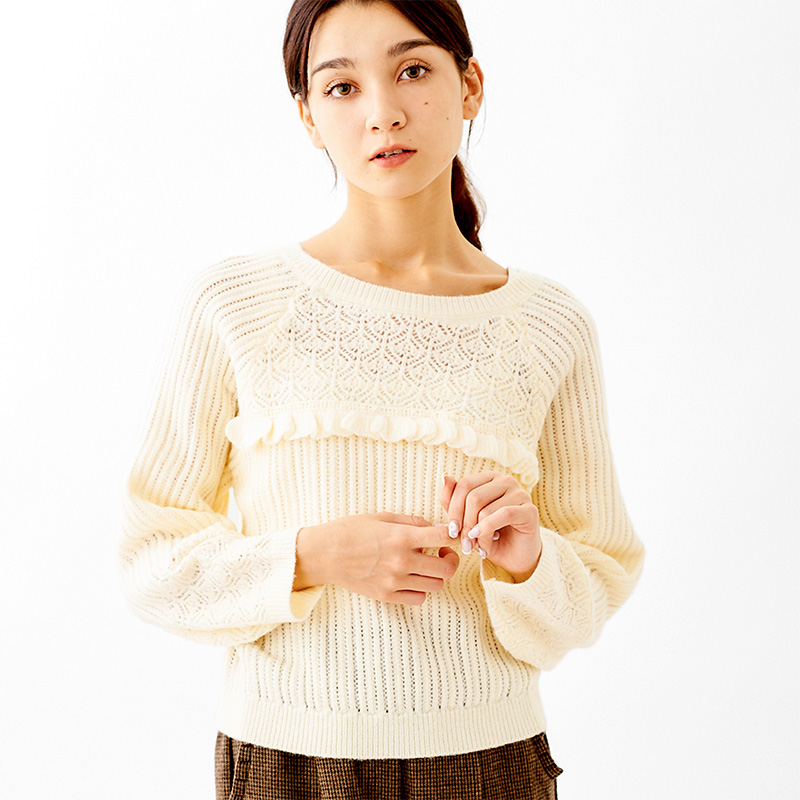 OUTLET】lace frill knit～ﾚｰｽﾌﾘﾙﾆｯﾄ | flower／フラワー公式通販