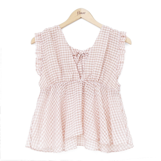 OUTLET】gingham sheer ribbon bustier～ｷﾞﾝｶﾞﾑｼｱｰﾘﾎﾞﾝﾋﾞｽﾁｪ | flower