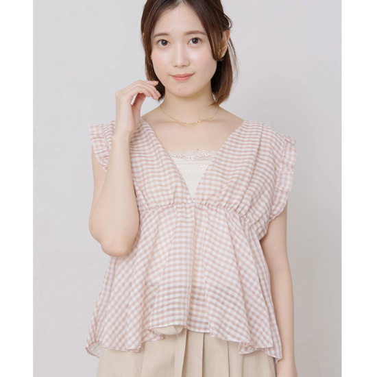 OUTLET】gingham sheer ribbon bustier～ｷﾞﾝｶﾞﾑｼｱｰﾘﾎﾞﾝﾋﾞｽﾁｪ | flower