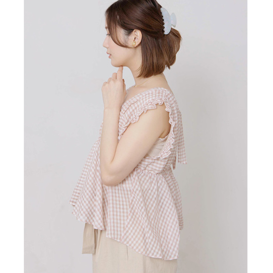 OUTLET】gingham sheer ribbon bustier～ｷﾞﾝｶﾞﾑｼｱｰﾘﾎﾞﾝﾋﾞｽﾁｪ | flower