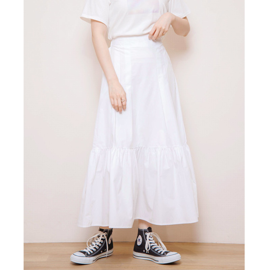 OUTLET】tuck gather tiered skirt～ﾀｯｸｷﾞｬｻﾞｰﾃｨｱｰﾄﾞｽｶｰﾄ | flower