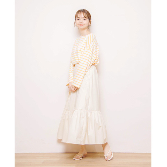 OUTLET】tuck gather tiered skirt～ﾀｯｸｷﾞｬｻﾞｰﾃｨｱｰﾄﾞｽｶｰﾄ | flower 