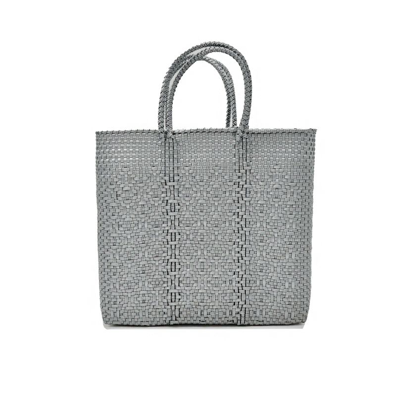 メキシコ 手編みメルカドバッグ・DIA SILVER（S）★シルバー かごバッグ メキシコ 手編みメルカドバッグ・DIA SILVER（S）☆シルバー