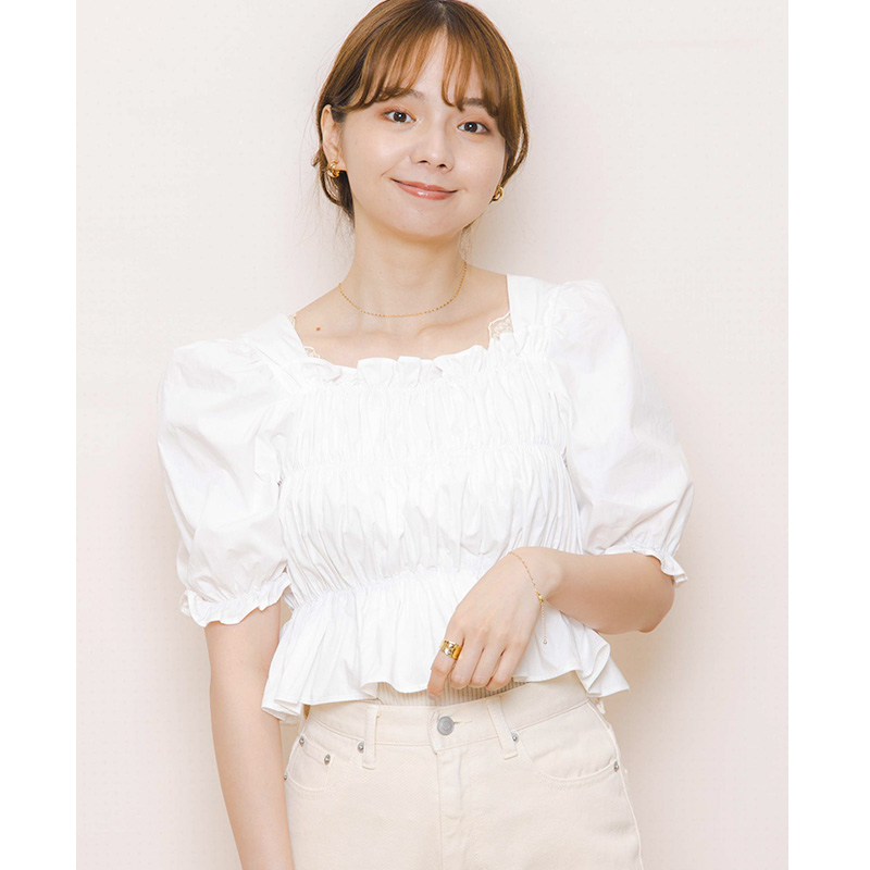 OUTLET】bubble gather blouse～ﾊﾞﾌﾞﾙｷﾞｬｻﾞｰﾌﾞﾗｳｽ | flower／フラワー