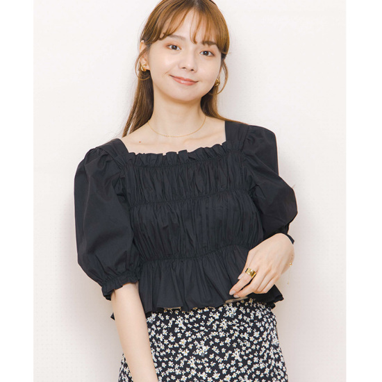 OUTLET】bubble gather blouse～ﾊﾞﾌﾞﾙｷﾞｬｻﾞｰﾌﾞﾗｳｽ | flower／フラワー