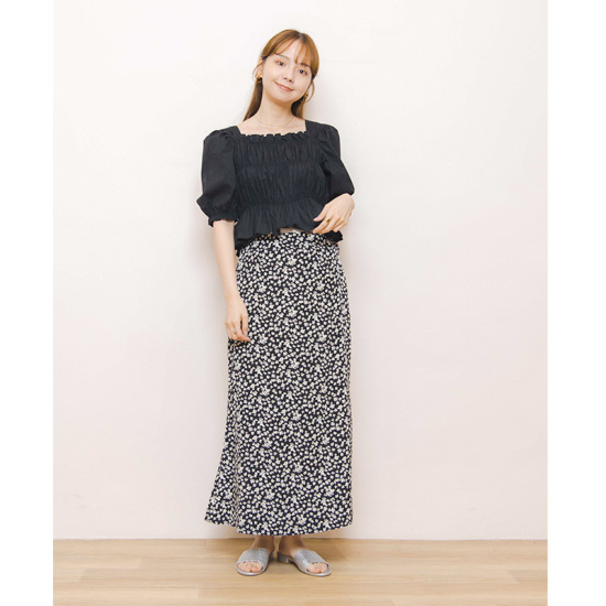 OUTLET】bubble gather blouse～ﾊﾞﾌﾞﾙｷﾞｬｻﾞｰﾌﾞﾗｳｽ | flower／フラワー