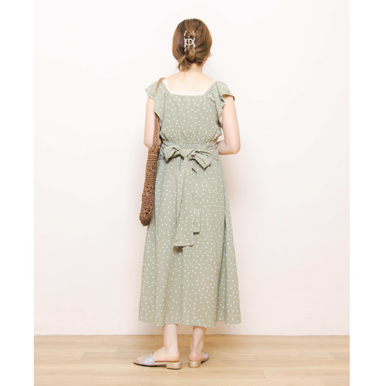 OUTLET】retro dot ribbon onepiece～ﾚﾄﾛﾄﾞｯﾄﾘﾎﾞﾝﾜﾝﾋﾟｰｽ | flower