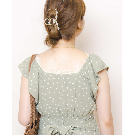 OUTLET】retro dot ribbon onepiece～ﾚﾄﾛﾄﾞｯﾄﾘﾎﾞﾝﾜﾝﾋﾟｰｽ | flower