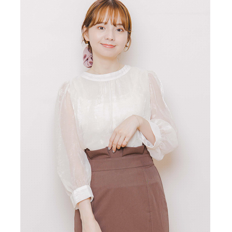 20%OFF】glossier ribbon blouse～ｸﾞﾛｯｼｱｰﾘﾎﾞﾝﾌﾞﾗｳｽ | flower 