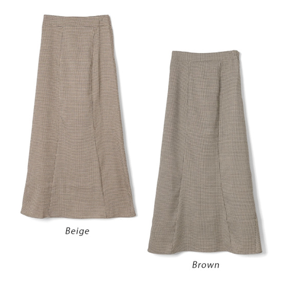 処分価格♡新品♡フラワー×チェックスカート ブラウン OUTLET】check mermaid skirt～ﾁｪｯｸﾏｰﾒｲﾄﾞｽｶｰﾄ | flower