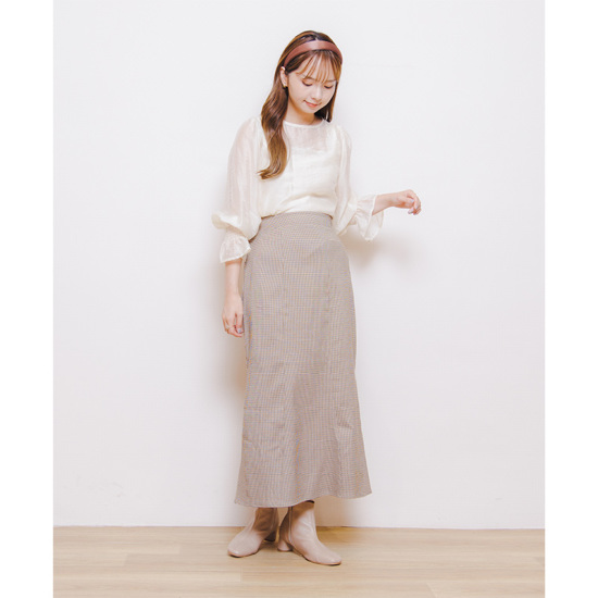 OUTLET】check mermaid skirt～ﾁｪｯｸﾏｰﾒｲﾄﾞｽｶｰﾄ | flower