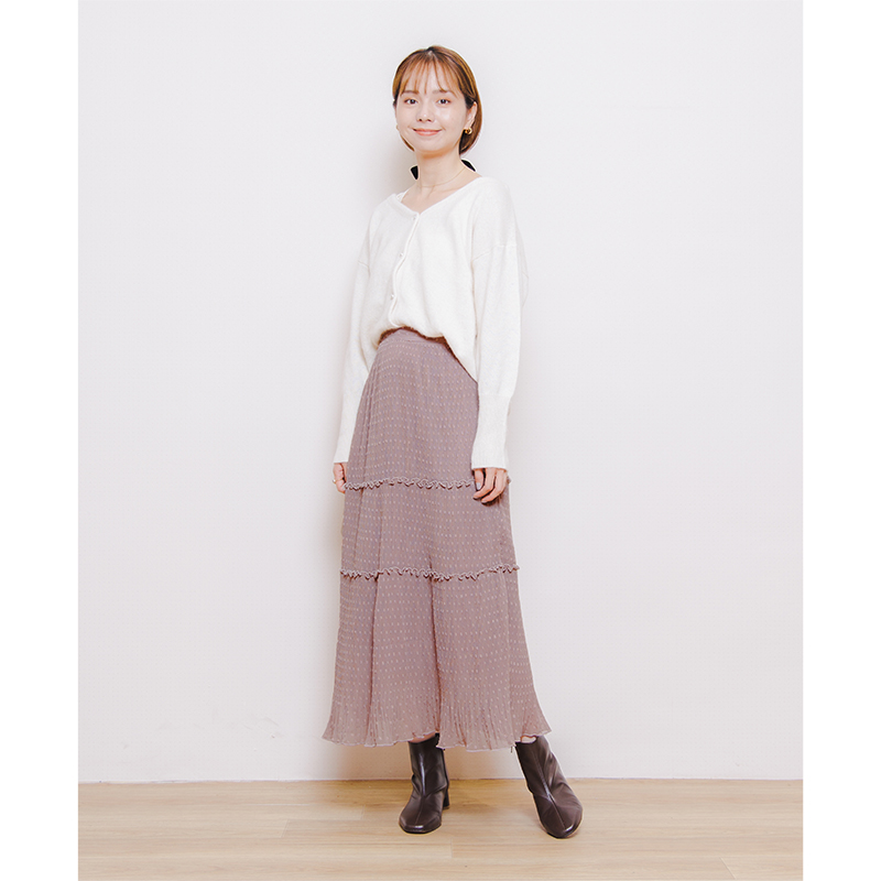 OUTLET】pleated tiered skirt～ﾌﾟﾘｰﾃｯﾄﾞﾃｨｱｰﾄﾞｽｶｰﾄ | flower