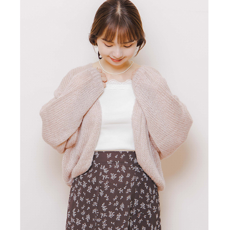 OUTLET】milky knit cardigan～ﾐﾙｷｰﾆｯﾄｶｰﾃﾞｨｶﾞﾝ | flower／フラワー