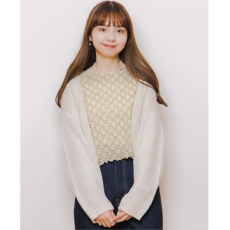 20%OFF】milky knit cardigan～ﾐﾙｷｰﾆｯﾄｶｰﾃﾞｨｶﾞﾝ | flower／フラワー