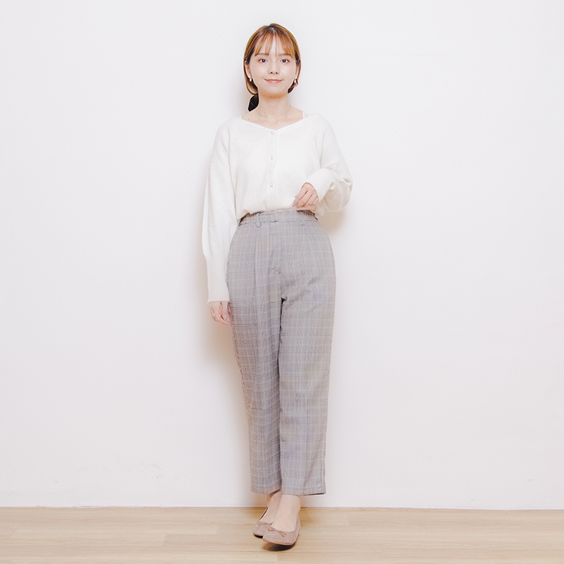 OUTLET】check tapered pants～ﾁｪｯｸﾃｰﾊﾟｰﾄﾞﾊﾟﾝﾂ | flower／フラワー