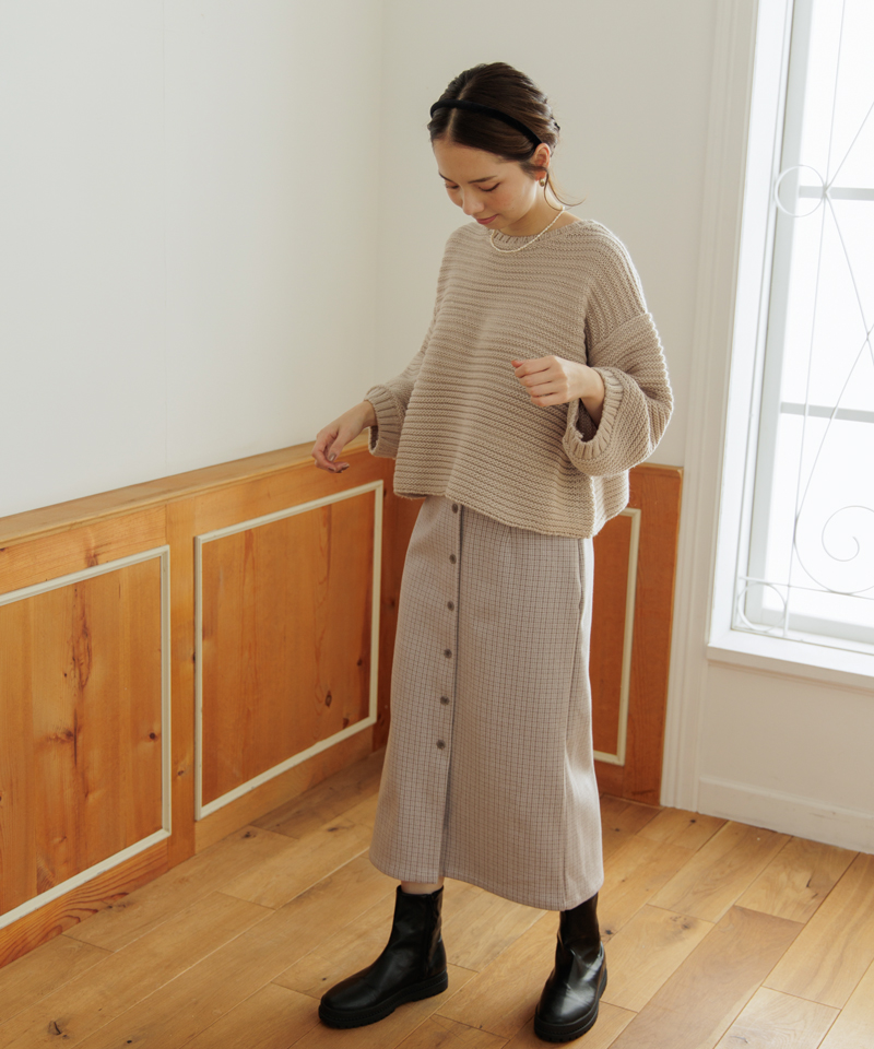 OUTLET】fluff check skirt～ﾌﾗｯﾌﾁｪｯｸｽｶｰﾄ | flower／フラワー