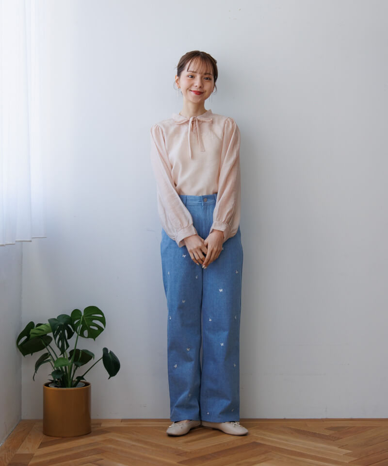 50%OFF】sheer ribbon blouse～ｼｱｰﾘﾎﾞﾝﾌﾞﾗｳｽ | flower／フラワー