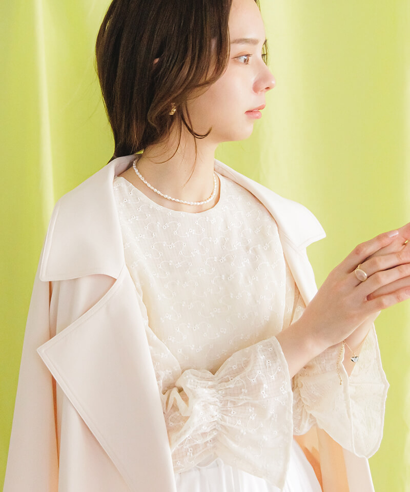 50%OFF】blossom short trench～ﾌﾞﾛｯｻﾑｼｮｰﾄﾄﾚﾝﾁ | flower