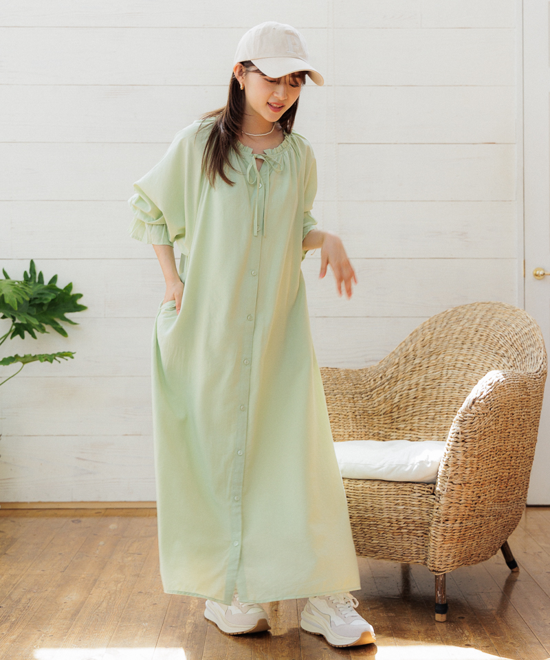 OUTLET】relax frill onepiece～ﾘﾗｯｸｽﾌﾘﾙﾜﾝﾋﾟｰｽ | flower／フラワー