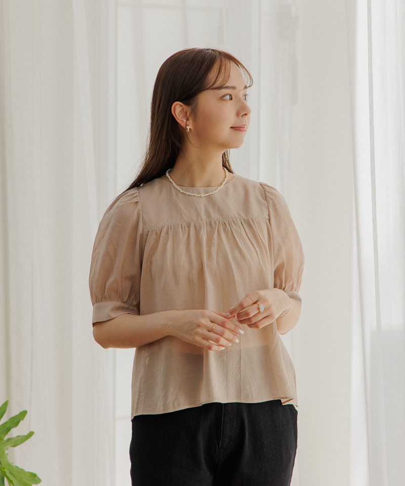 OUTLET】ribbon puff half blouse～リボンパフハーフブラウス | flower 