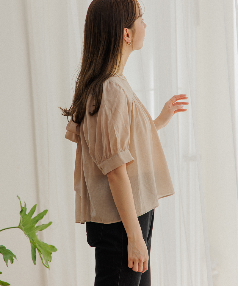 OUTLET】ribbon puff half blouse～リボンパフハーフブラウス | flower