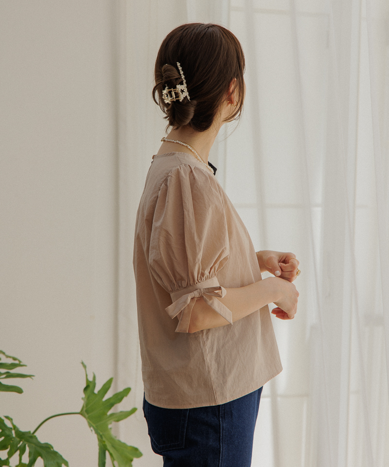 翌日発送可 bibiy.リボンカーフブラウス、RIBBON CUFFS BLOUSE シャツ