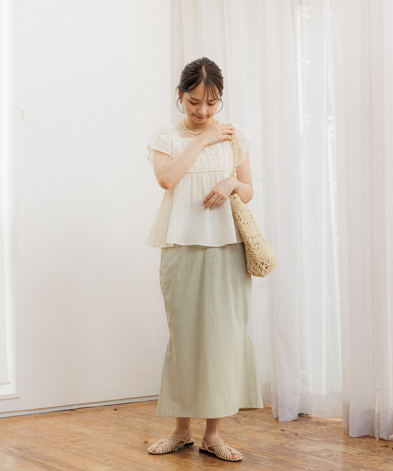 OUTLET】slit mermaid skirt～ｽﾘｯﾄﾏｰﾒｲﾄﾞｽｶｰﾄ | flower