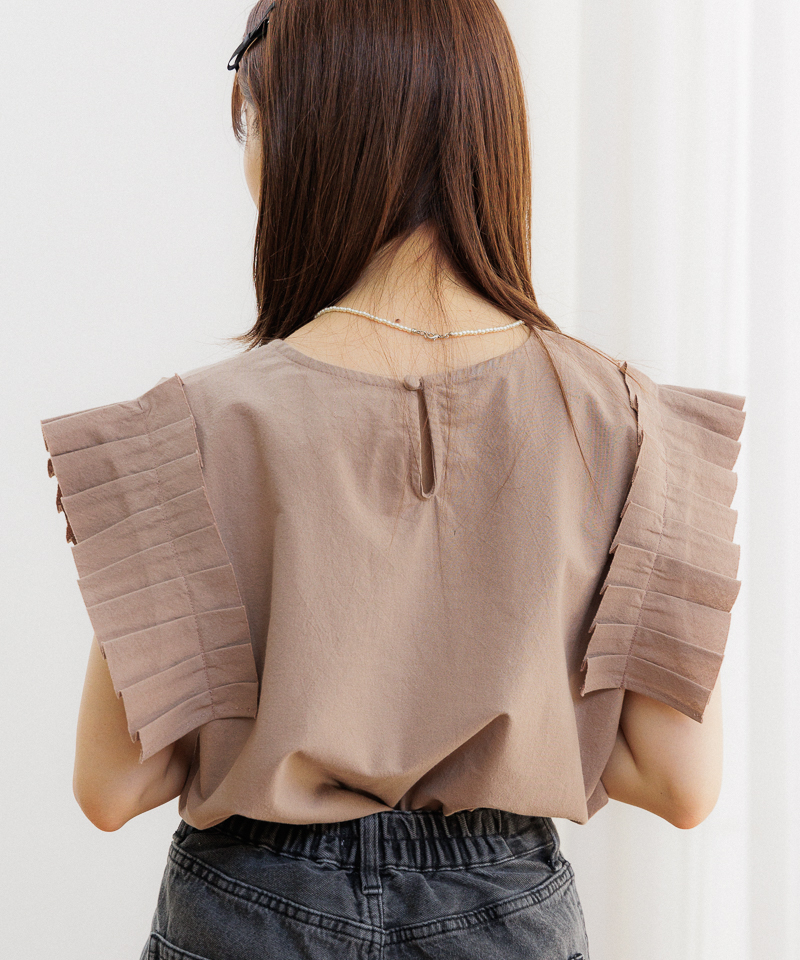 30%OFF】shoulder pleats top～ｼｮﾙﾀﾞｰﾌﾟﾘｰﾂﾄｯﾌﾟ | flower／フラワー