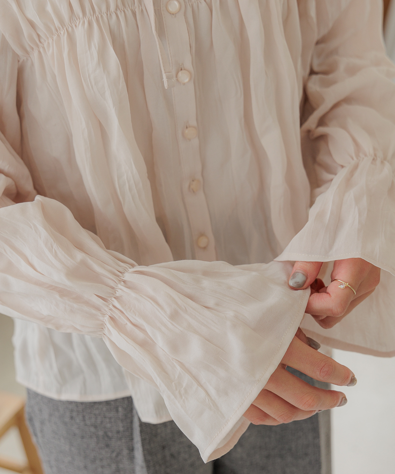 OUTLET】shirring washer blouse～ｼｬｰﾘﾝｸﾞﾜｯｼｬｰﾌﾞﾗｳｽ | flower ...