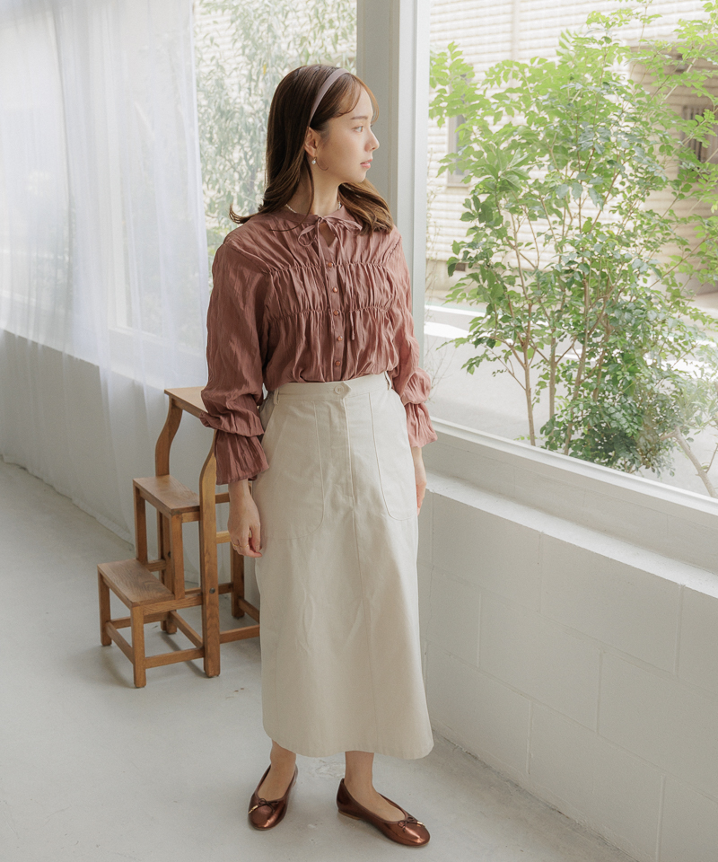 OUTLET】shirring washer blouse～ｼｬｰﾘﾝｸﾞﾜｯｼｬｰﾌﾞﾗｳｽ | flower ...