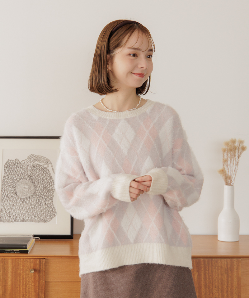 50%OFF】tender argyle knit～ﾃﾝﾀﾞｰｱｰｶﾞｲﾙﾆｯﾄ | flower／フラワー公式通販