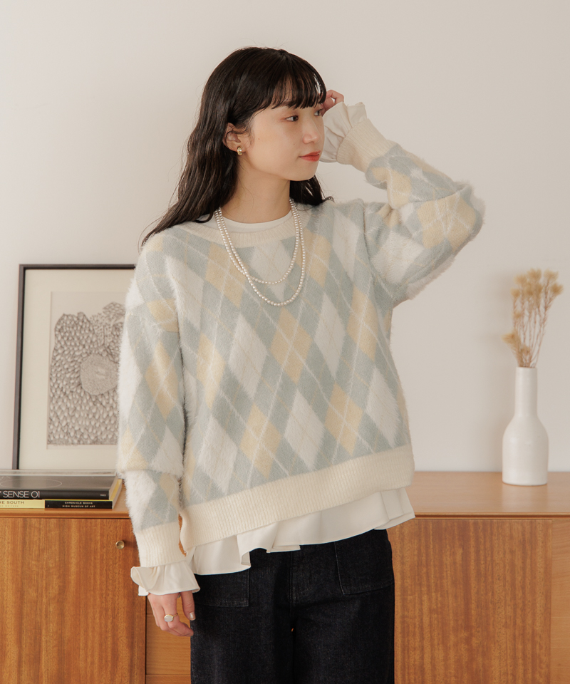 50%OFF】tender argyle knit～ﾃﾝﾀﾞｰｱｰｶﾞｲﾙﾆｯﾄ | flower／フラワー公式通販