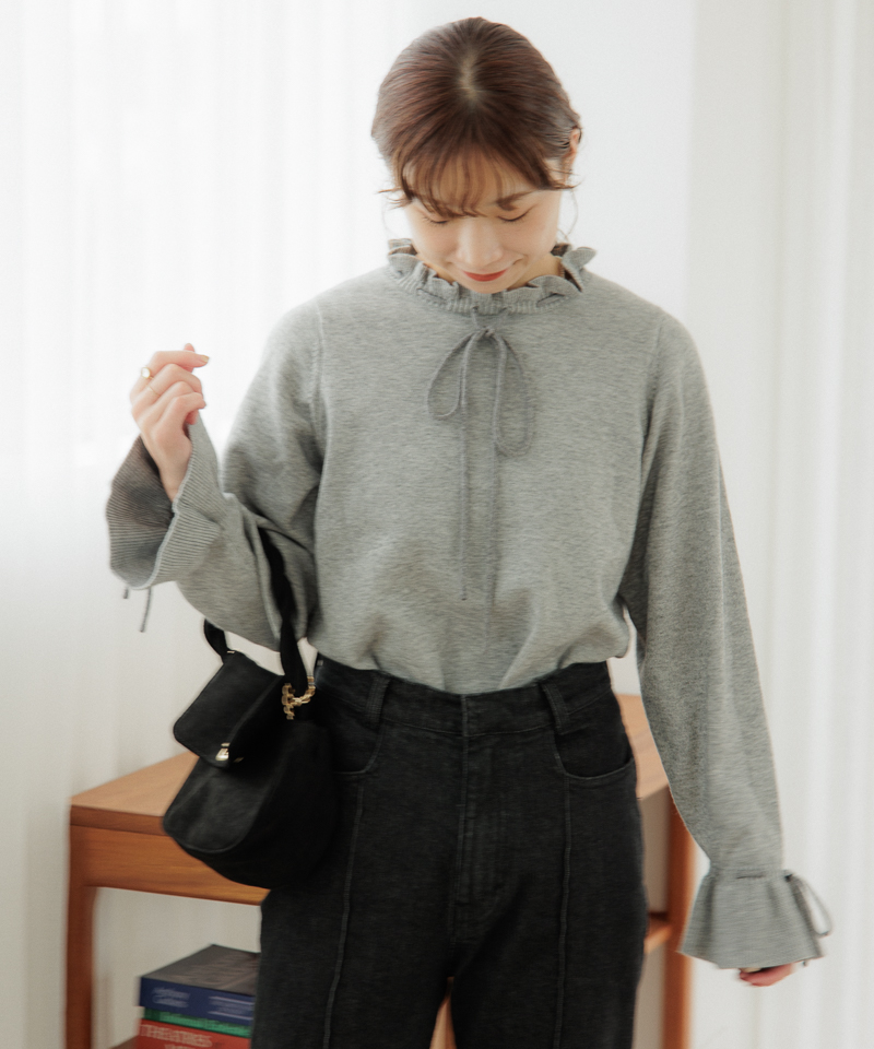 神経質な方はご遠慮くださいませmoussy RIBBON FANCY KNIT トップス