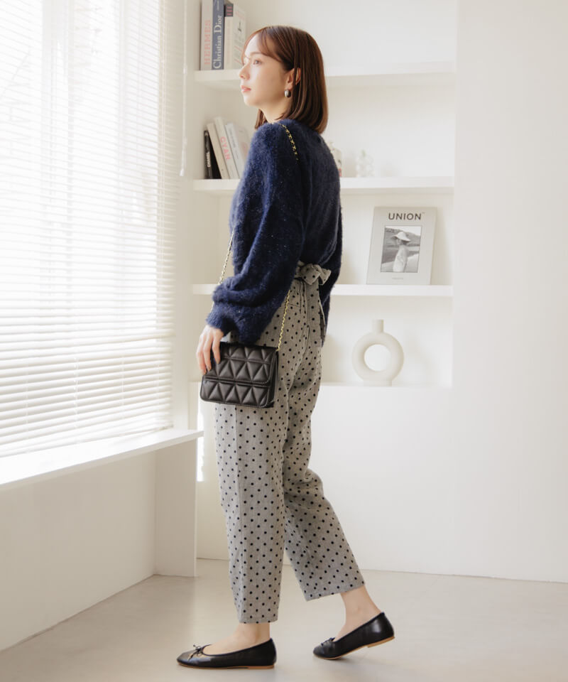 Heve リボンドットパンツ　38 ホワイト　美品★ Ꮋeve heve✨リボンドットパンツ ホワイト 36 - メルカリ