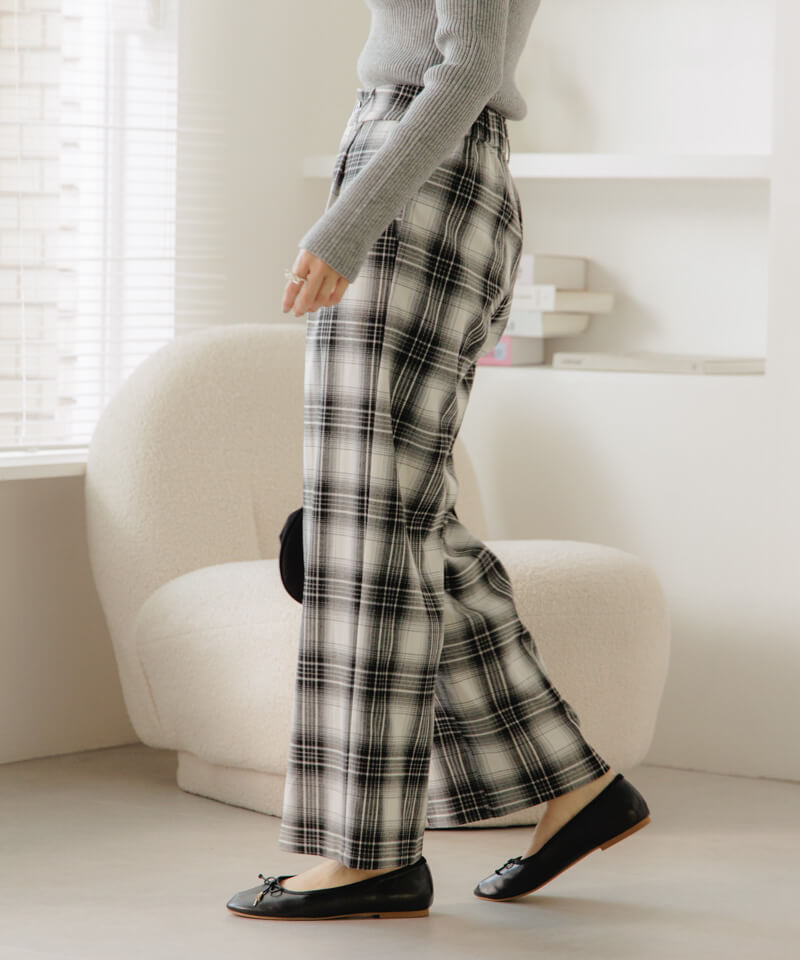 OUTLET】powdery check pants～ﾊﾟｳﾀﾞﾘｰﾁｪｯｸﾊﾟﾝﾂ | flower／フラワー