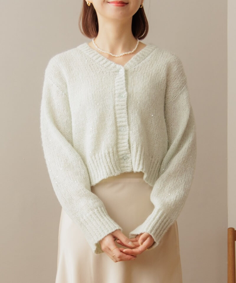 spangle knit cardigan～ｽﾊﾟﾝｺｰﾙﾆｯﾄｶｰﾃﾞｨｶﾞﾝ | flower／フラワー