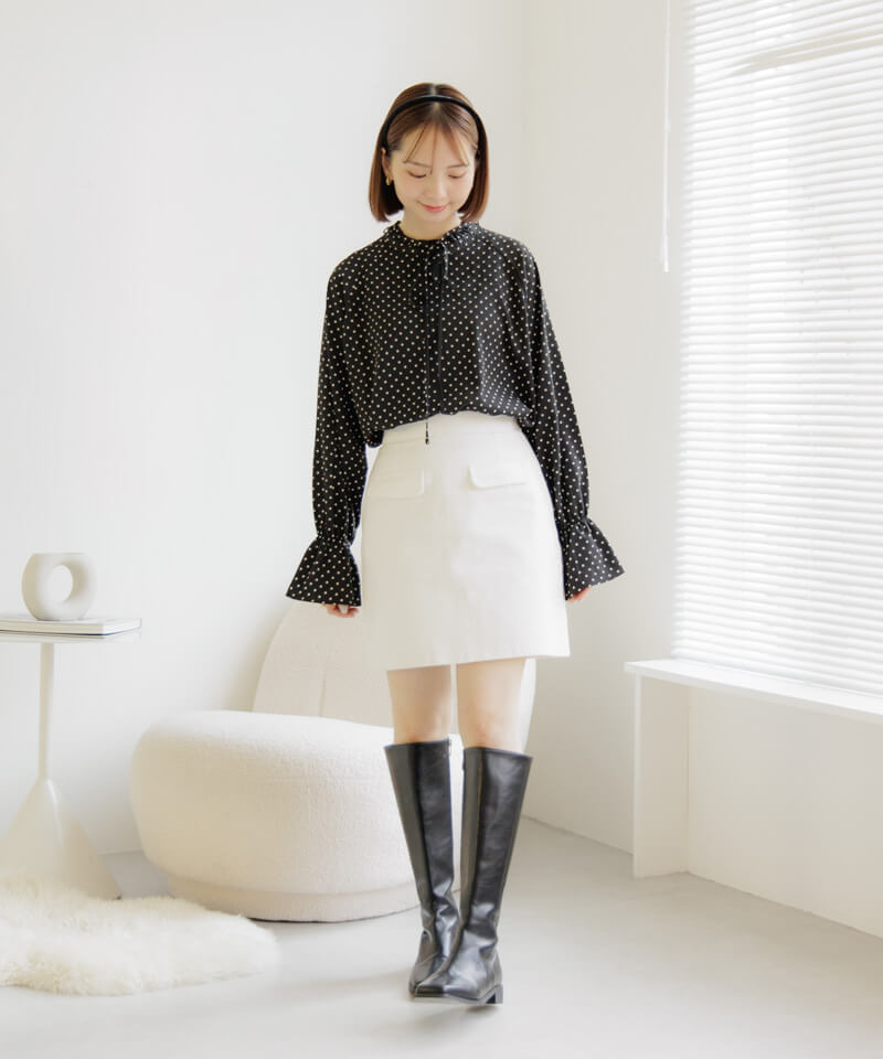 60%OFF】tiny dot ribbon blouse～ﾀｲﾆｰﾄﾞｯﾄﾘﾎﾞﾝﾌﾞﾗｳｽ | flower