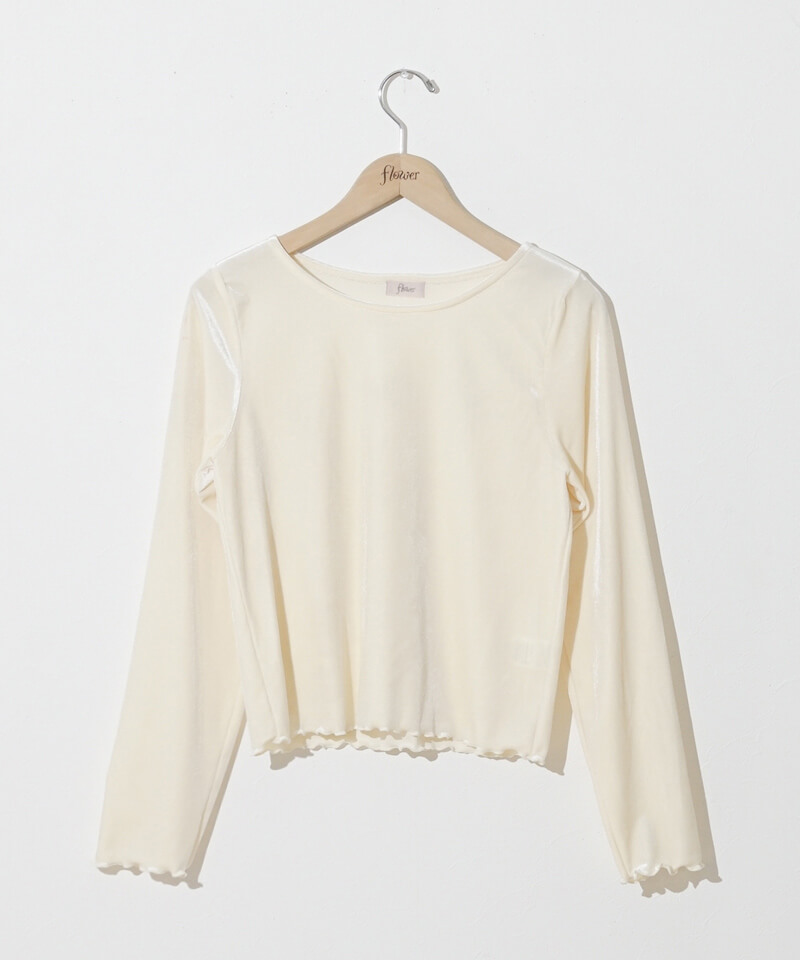 50%OFF】glossy velour top～ｸﾞﾛｯｼｰﾍﾞﾛｱﾄｯﾌﾟ | flower／フラワー