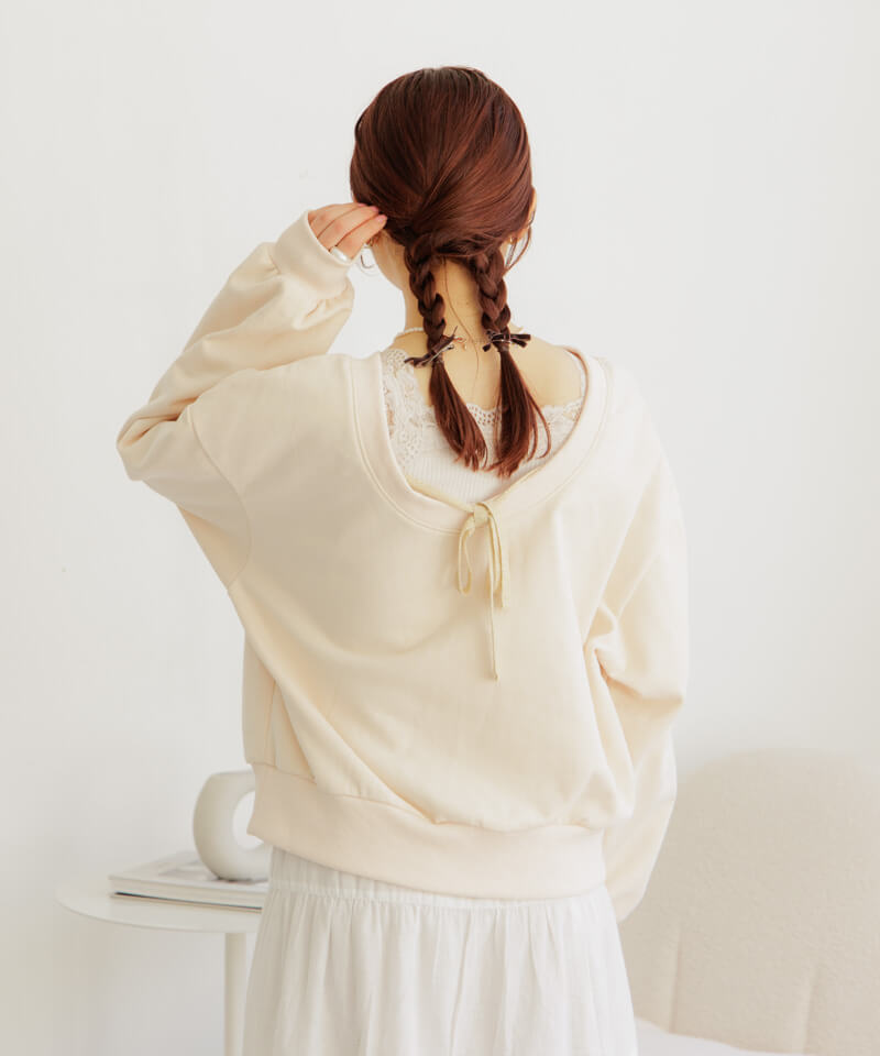 flower チャーミングリボンスウェット アイボリー 40%OFF】charming ribbon sweat～ﾁｬｰﾐﾝｸﾞﾘﾎﾞﾝｽｳｪｯﾄ | flower