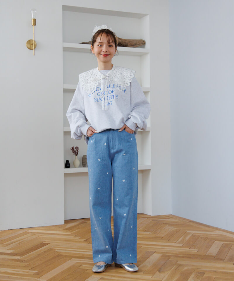 40%OFF】loose embroidery sweat～ﾙｰｽﾞｴﾝﾌﾞﾛｲﾀﾞﾘｰｽｳｪｯﾄ | flower