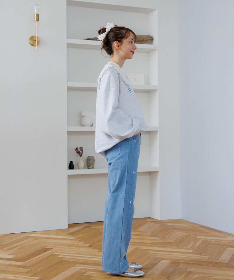 40%OFF】loose embroidery sweat～ﾙｰｽﾞｴﾝﾌﾞﾛｲﾀﾞﾘｰｽｳｪｯﾄ | flower