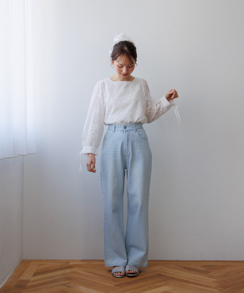 美品 iBLUES イブルース 花柄ボウタイブラウス ボタニカル 長袖